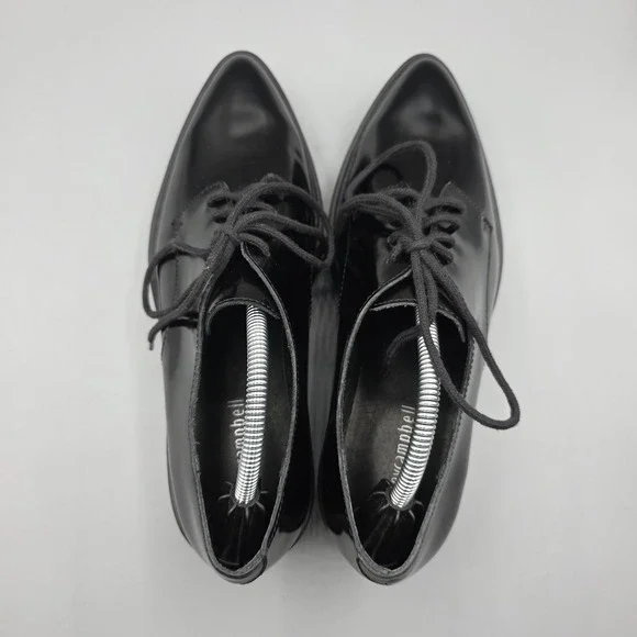 Jeffrey Campbell Bardem Shoes Womens 8 Black Leather Platform Oxford Pointed Toe - Picture 7 of 15